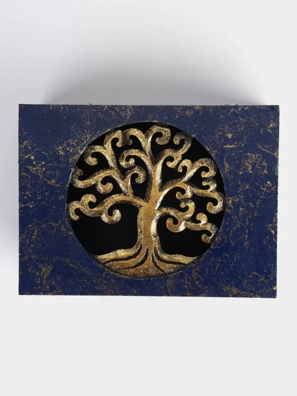 Шкатулка "Древо" 19х15х7 см, МДФ, цв. синий