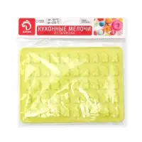 Форма для мармелада &laquo;Сладкие мишки&raquo;, силикон, 18.8&times;13.8 см, 50 ячеек (1.8&times;1.1 см), светло-зелёный, жёлтый