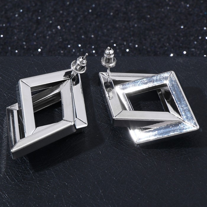 Серьги металл «Геометрия» симбиоз, цвет серебро Серьги металл «Геометрия» симбиоз, цвет серебро