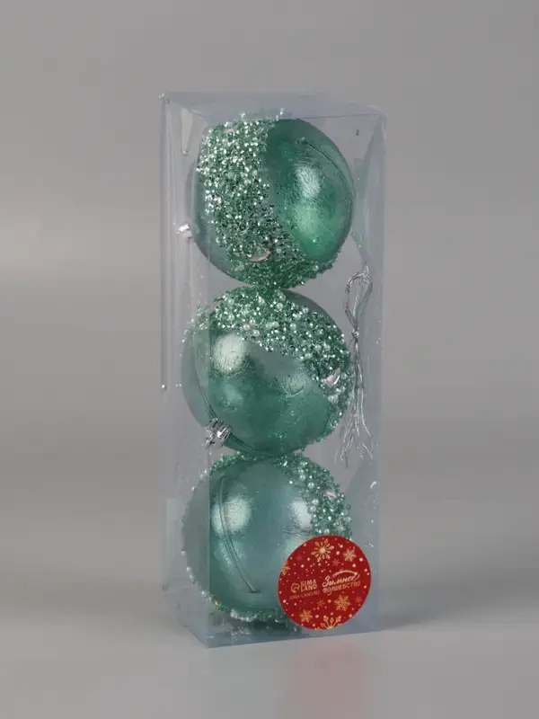 Ёлочные игрушки &laquo;Эйдонс&raquo;, шары новогодние, набор d=8 см, 3 шт., зелёный
