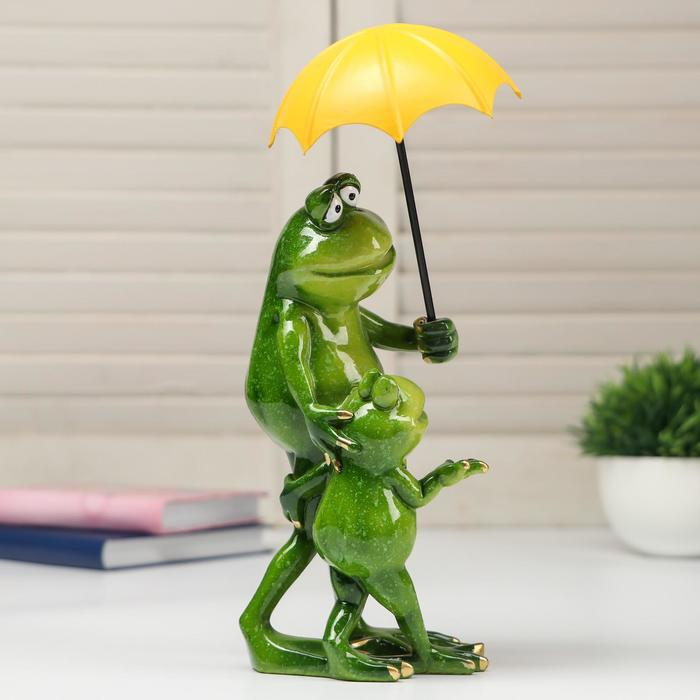 Сувенир полистоун лак Сувенир полистоун лак "Лягуха с сыном под зонтом" 22,5х9х11 см