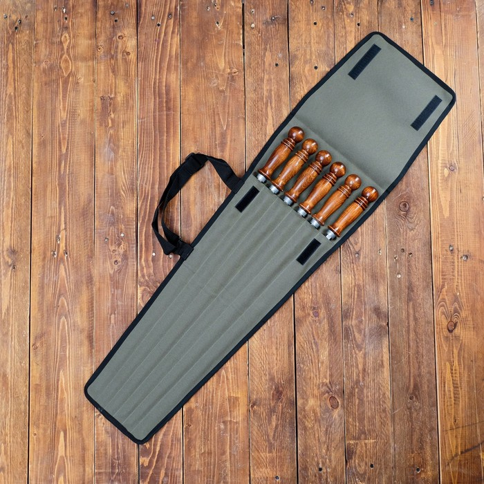 Набор шампуров  Набор шампуров "Ташкент" в чехле, 6 шт, рабочая часть - 50см, зеленый