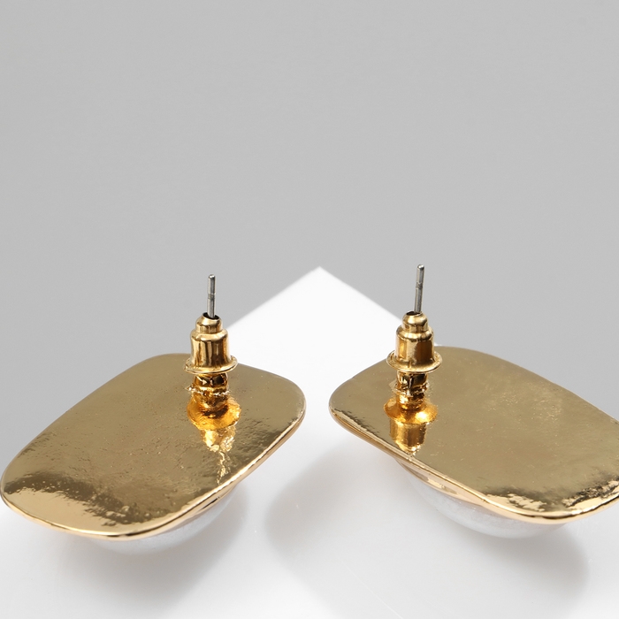 Серьги с жемчугом &laquo;Атмосфера&raquo; прямоугольник, цвет белый в золоте