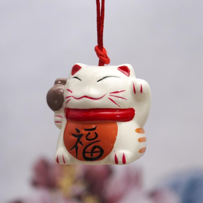 Сувенир керамика колокольчик Сувенир керамика колокольчик "Манеки-неко Счастье" 5х6,5х6 см