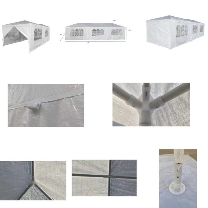 Шатер садовый 9*3м белый, 3 стенки Шатер садовый 9*3м белый, 3 стенки