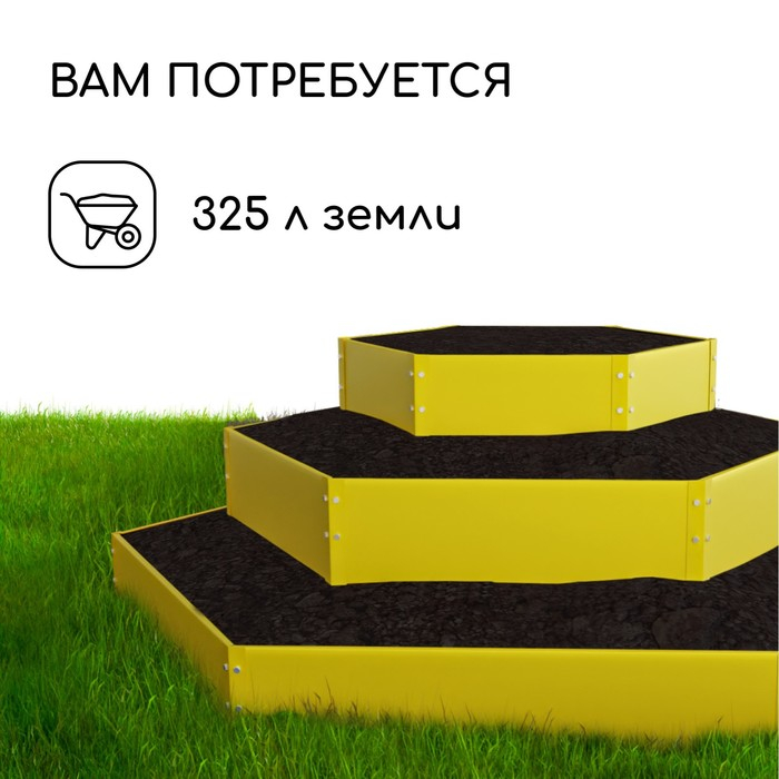 Клумба оцинкованная, 3 яруса, d = 60–100–140 см, h = 45 см, жёлтая, Greengo Клумба оцинкованная, 3 яруса, d = 60–100–140 см, h = 45 см, жёлтая, Greengo