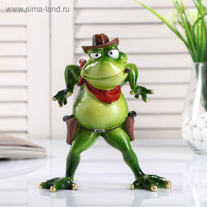 Сувенир полистоун лак Сувенир полистоун лак "Лягуха-ковбой" 18х14,5х9 см