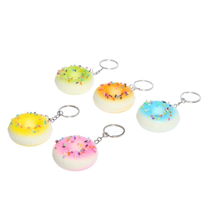 Сквиши «Пончик», на брелоке, цвета МИКС