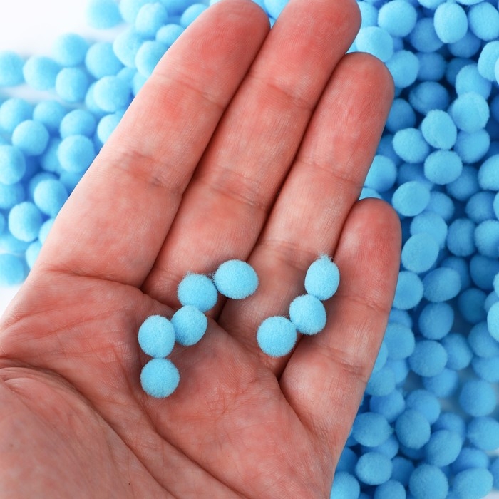 Набор текстильных деталей для декора. Помпоны для творчества &laquo;Голубые&raquo;, 55 гр