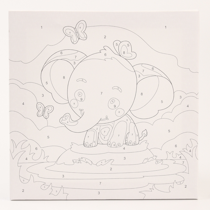 Картина по номерам «Слоник», 20 × 20, на холсте, с подрамником