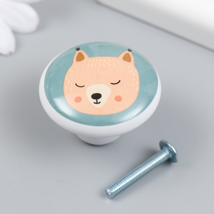 Ручка для шкатулки керамика, металл Ручка для шкатулки керамика, металл "Белочка" 3,8х3,8х2,8 см