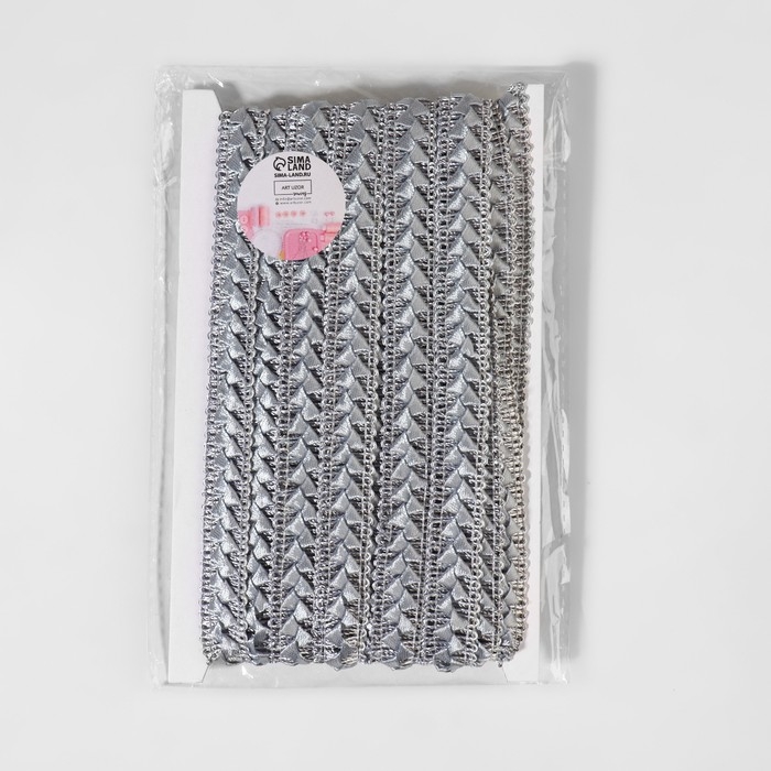 Тесьма декоративная «Самоса», 18 мм, 9,1 ± 0,5 м, цвет серый Тесьма декоративная «Самоса», 18 мм, 9,1 ± 0,5 м, цвет серый