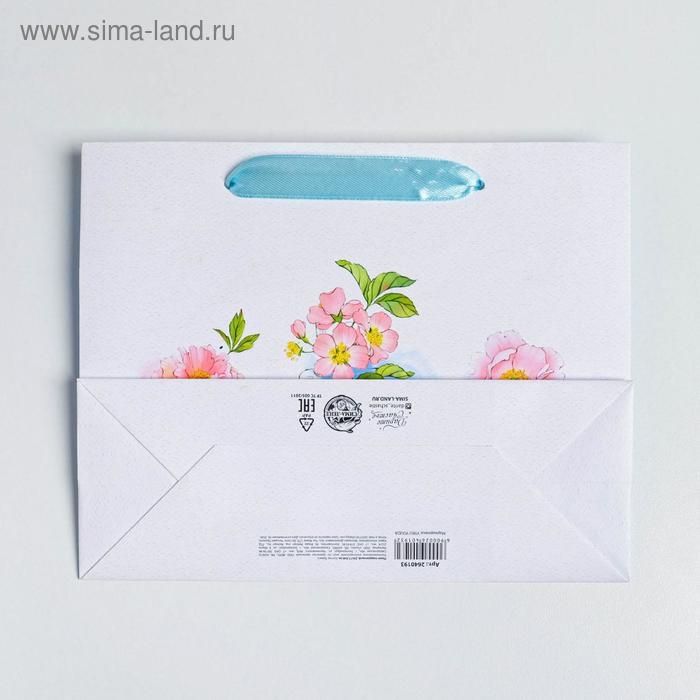 Пакет подарочный ламинированный, упаковка, «С пожеланиями...» 22 х 17.5 х 8 см