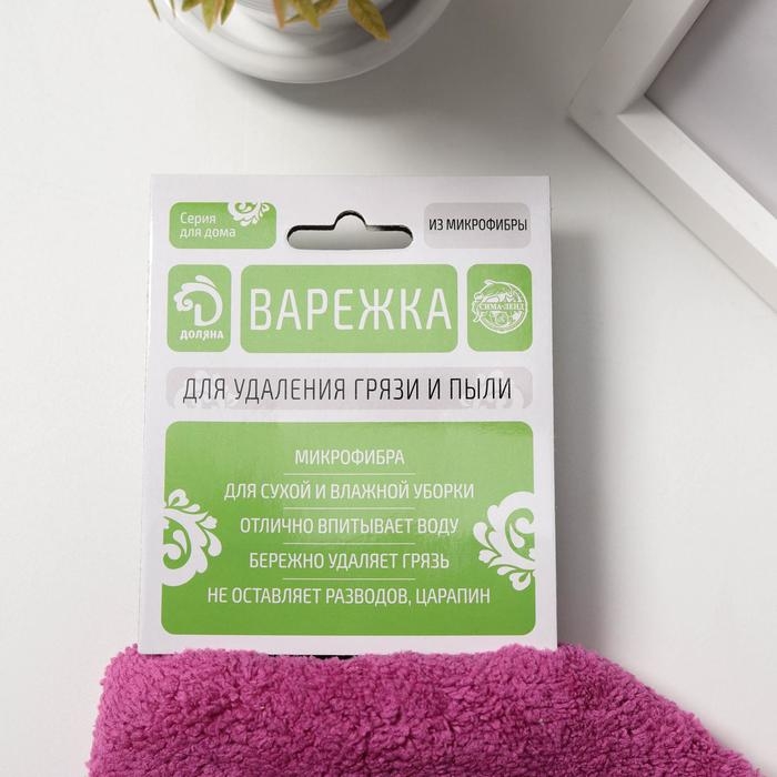 Варежка для уборки Доляна, 22×26 см, 40 гр, двухсторонняя, мягкая, микрофибра Варежка для уборки Доляна, 22×26 см, 40 гр, двухсторонняя, мягкая, микрофибра