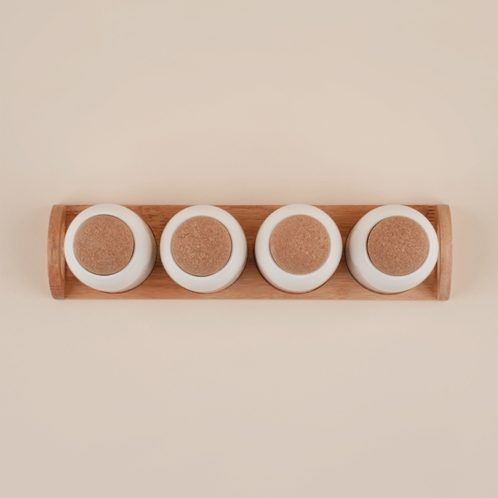 Набор банок фарфоровых для сыпучих продуктов на подставке SL Home &laquo;Тренто&raquo;, 5 предмета: 4 банки 280 мл, подставка