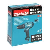 Дрель-шуруповерт Makita HP0300, ударный, 320 Вт, БЗП 10 мм, 1500 об/м