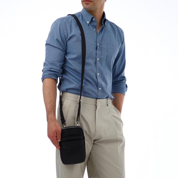 Сумка мужская через плечо TEXTURA, искусственная кожа, цвет чёрный Сумка мужская через плечо TEXTURA, искусственная кожа, цвет чёрный