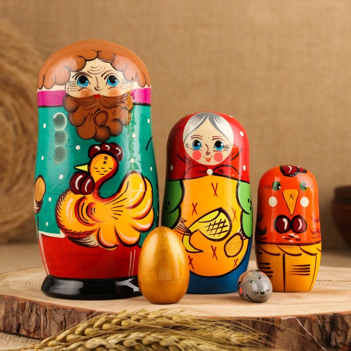 Матрёшка «Курочка Ряба», сюжетная, 5 кукольная, 13,5 - 15 см., микс Матрёшка «Курочка Ряба», сюжетная, 5 кукольная, 13,5 - 15 см., микс