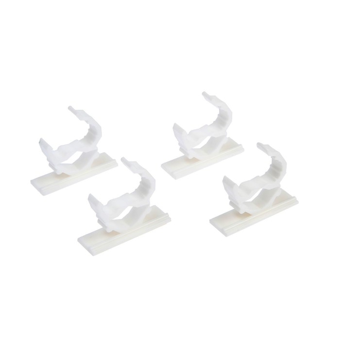 Держатель самоклеящийся для проводов ТУНДРА krep, d=20 мм, 60х20х40 мм, белый, 4 шт.