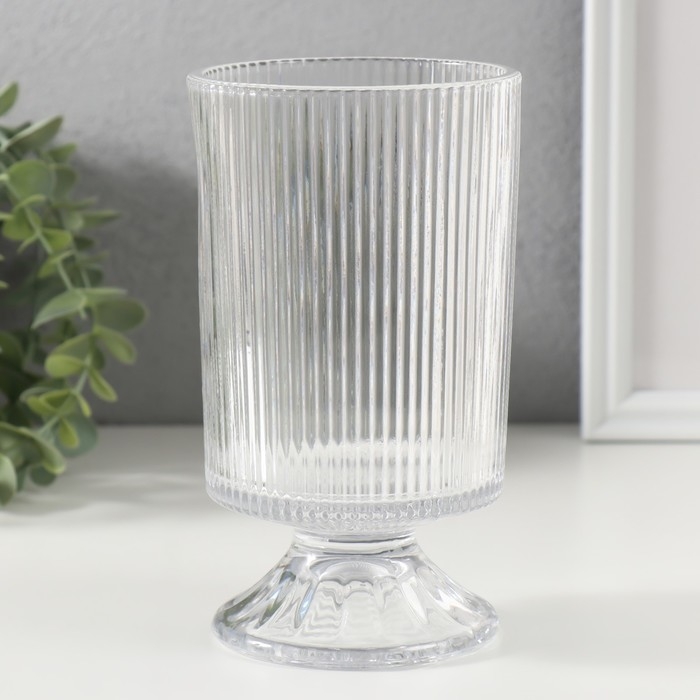 Подсвечник стекло на 1 свечу Подсвечник стекло на 1 свечу "Вертикаль. На ножке" d=9 см прозрачный 10х10х17,5 см