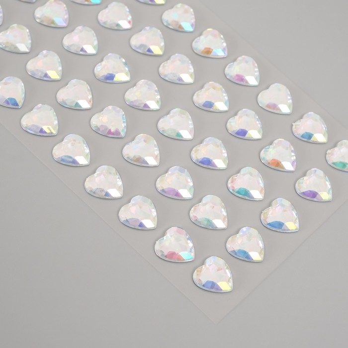 Наклейка пластик стразы Наклейка пластик стразы "Сердце" белый перламутр 18х8 см