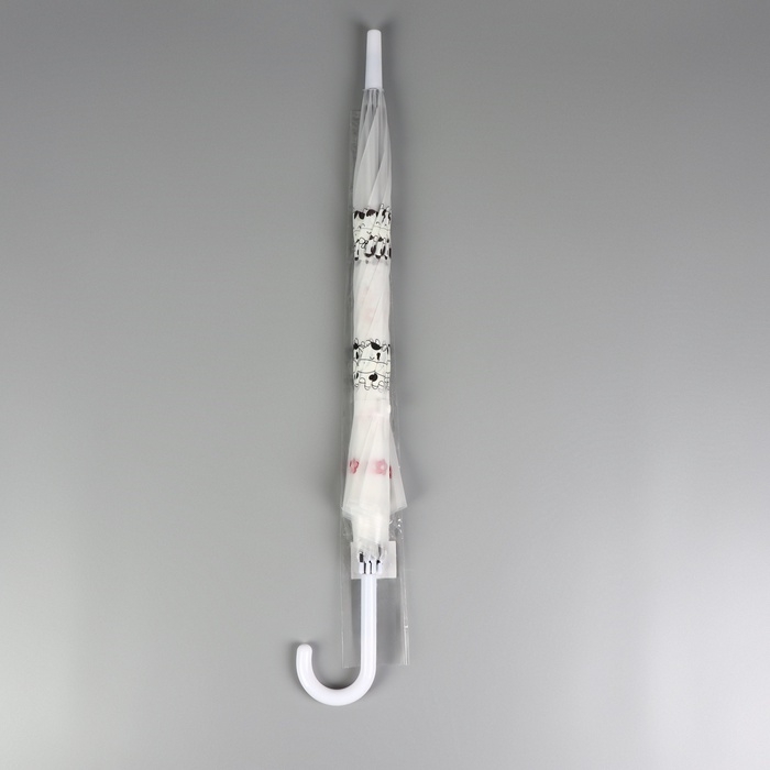 Зонт - трость полуавтоматический «Коровки», 8 спиц, R = 45/54 см, D = 108 см, цвет прозрачный/белый Зонт - трость полуавтоматический «Коровки», 8 спиц, R = 45/54 см, D = 108 см, цвет прозрачный/белый