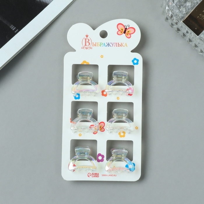 Краб для волос  Краб для волос "Аванти" (набор 6 шт) дуга, 2,5 см, прозрачный