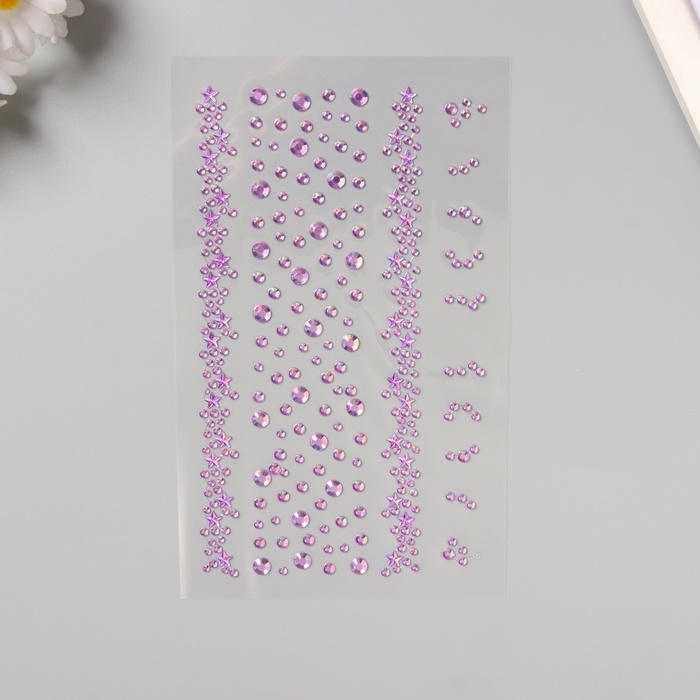 Наклейка пластик стразы "Звёздная дорога" сиреневая 22,5х11,5 см