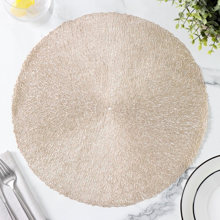 Набор салфеток сервировочных на стол Доляна «Соломка», d=38 см, 4 шт, цвет золото Набор салфеток сервировочных на стол Доляна «Соломка», d=38 см, 4 шт, цвет золото