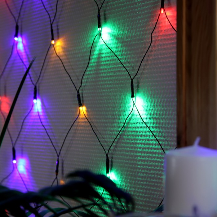Гирлянда «Сеть» 2 × 2 м, IP20, тёмная нить, 224 LED, свечение мульти, 8 режимов, 220 В