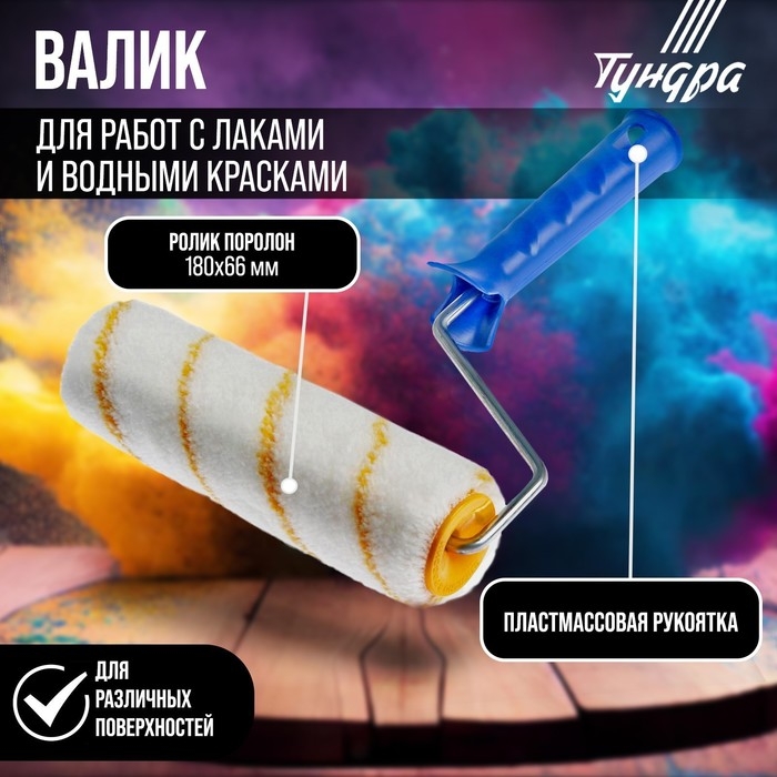 Валик ТУНДРА, полиамид, 180 мм, рукоятка d=6 мм, D=42 мм, ворс 12 мм Валик ТУНДРА, полиамид, 180 мм, рукоятка d=6 мм, D=42 мм, ворс 12 мм