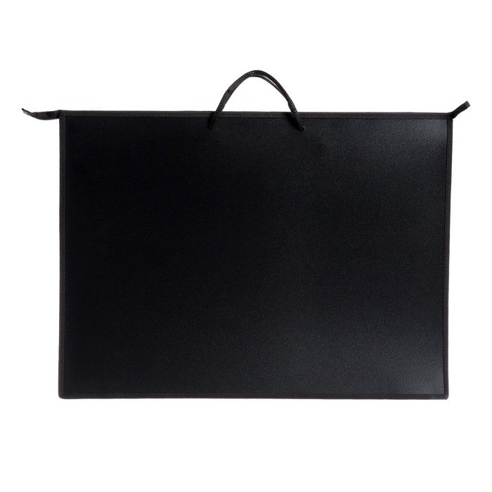 Папка для чертежей и рисунков А2, 650 х 480 х 50 мм, с ручками, пластиковая, молния сверху, Оникс, ПР 2-8, 0.9 мм, карман, "Чёрный"