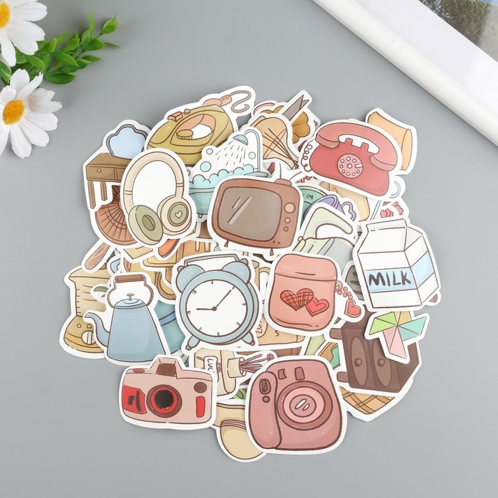 Наклейки пластик Наклейки пластик "Техника" набор 60 шт 10х12 см