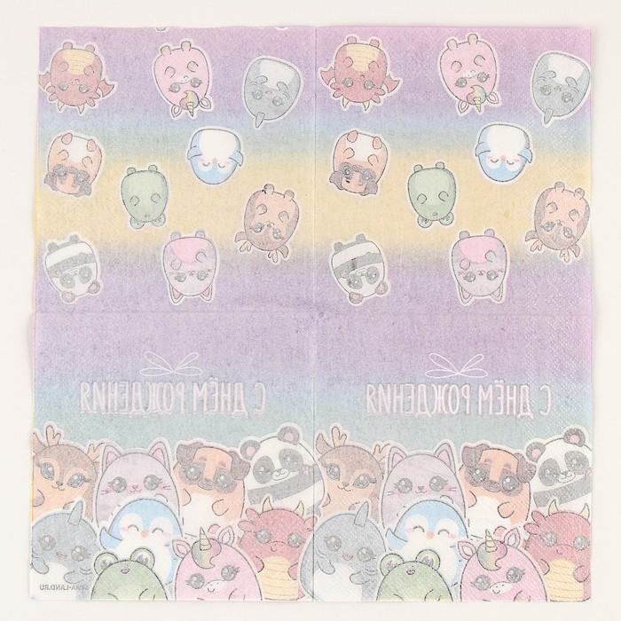 Салфетки бумажные 25*25см Салфетки бумажные 25*25см "Звери" (набор 20 шт)