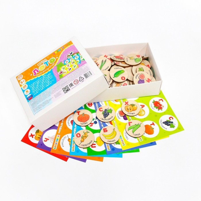 Лото детское «Овощи, фрукты, ягоды» (круглые фишки) Лото детское «Овощи, фрукты, ягоды» (круглые фишки)