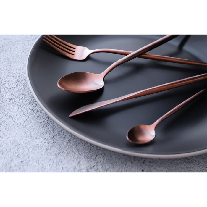 Столовые приборы из нержавеющей стали Magistro «Оску базис», 4 предмета, цвет бронзовый Столовые приборы из нержавеющей стали Magistro «Оску базис», 4 предмета, цвет бронзовый