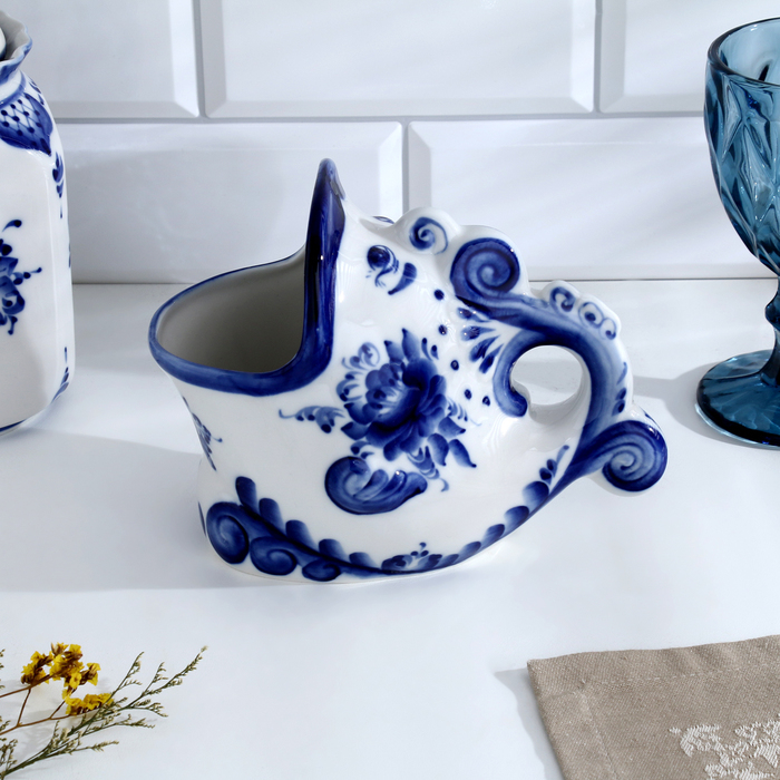 Подставка для ложек «Чудо-рыба», 10х16,5х13,5, гжель Подставка для ложек «Чудо-рыба», 10х16,5х13,5, гжель