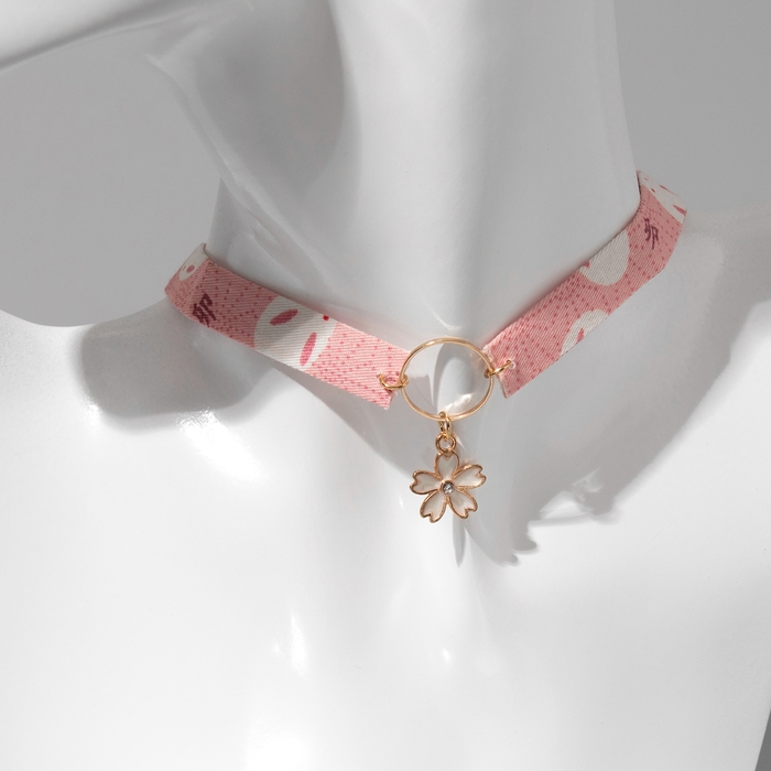 Набор 2 предмета: кольцо, чокер «Япония» милый, цвет бело-розовый в серебристо-золотом металле, 30 см Набор 2 предмета: кольцо, чокер «Япония» милый, цвет бело-розовый в серебристо-золотом металле, 30 см