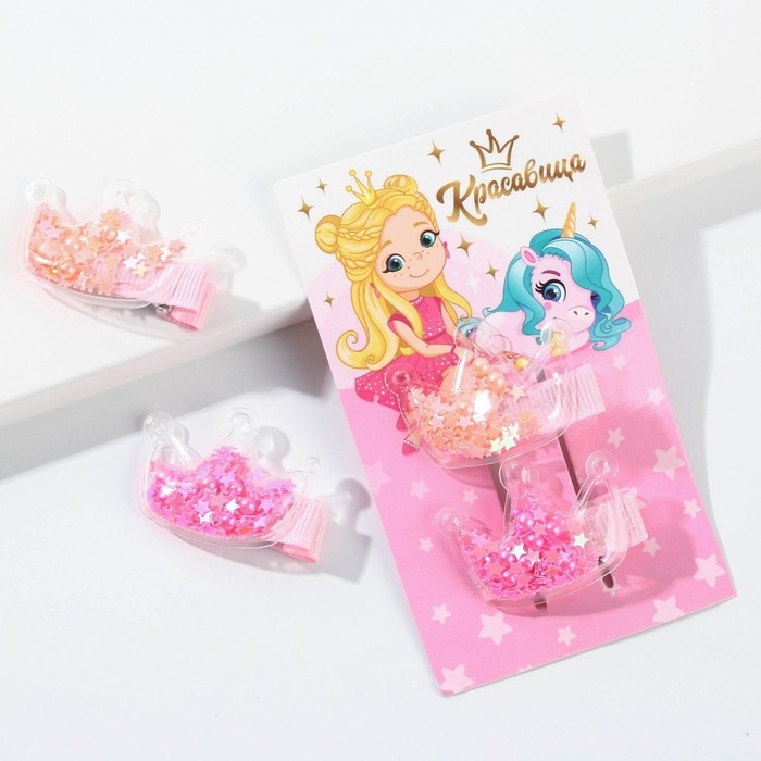 Заколки для волос Princess , 2 шт. (шейкер) Заколки для волос Princess , 2 шт. (шейкер)