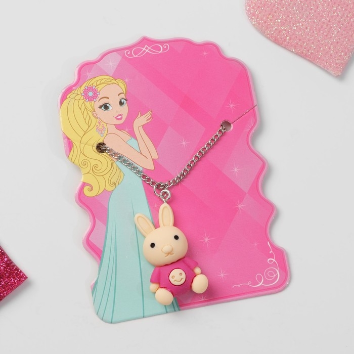 Кулон детский «Выбражулька» заяц, цвет бежево-розовый Кулон детский «Выбражулька» заяц, цвет бежево-розовый