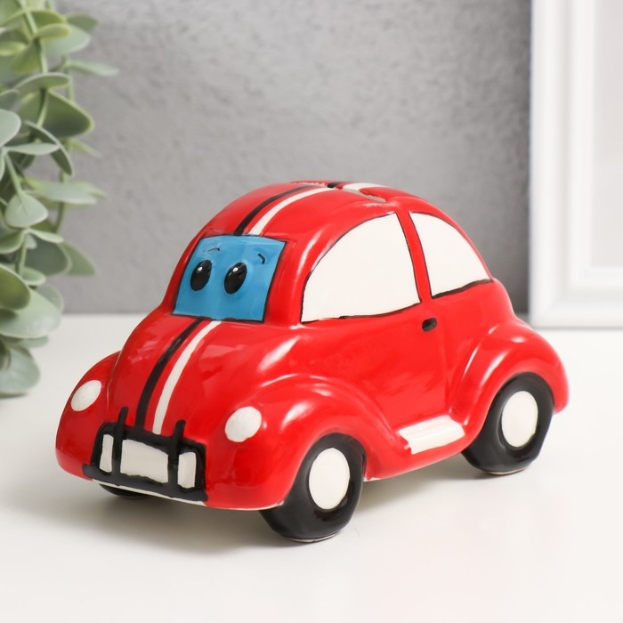 Копилка керамика  Копилка керамика "Машинка с глазками" красная 13х7,8х7,4 см