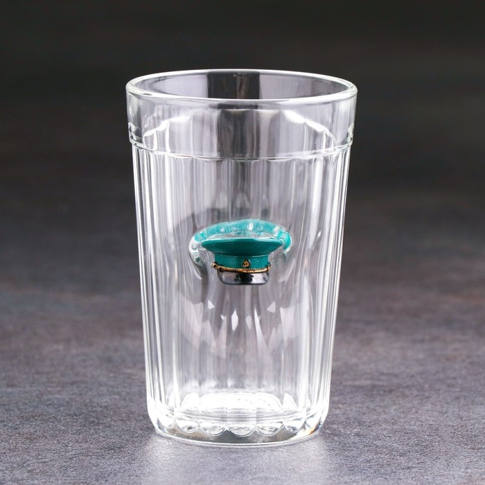 Стакан Стакан "Непробиваемый. Военный", с фуражкой, граненый, 250 мл