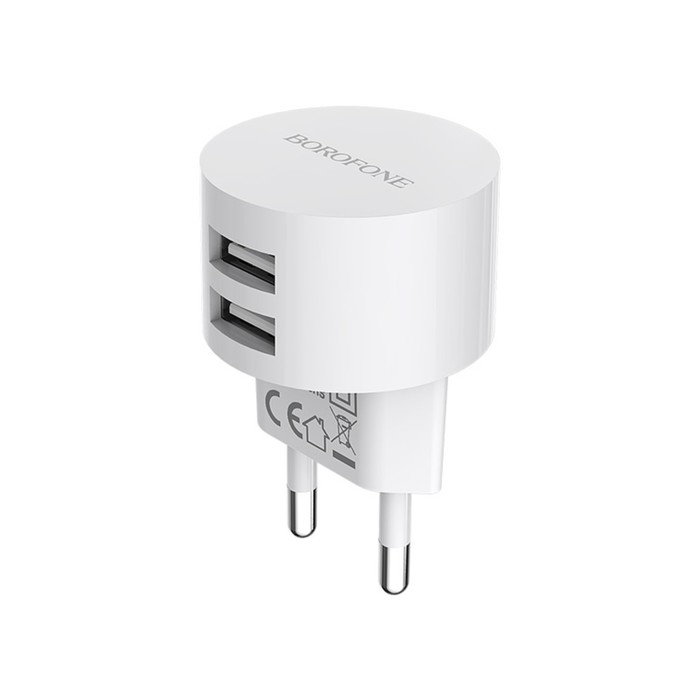 Сетевое зарядное устройство Borofone BA23A, 2xUSB, 2.4 А, белое Сетевое зарядное устройство Borofone BA23A, 2xUSB, 2.4 А, белое
