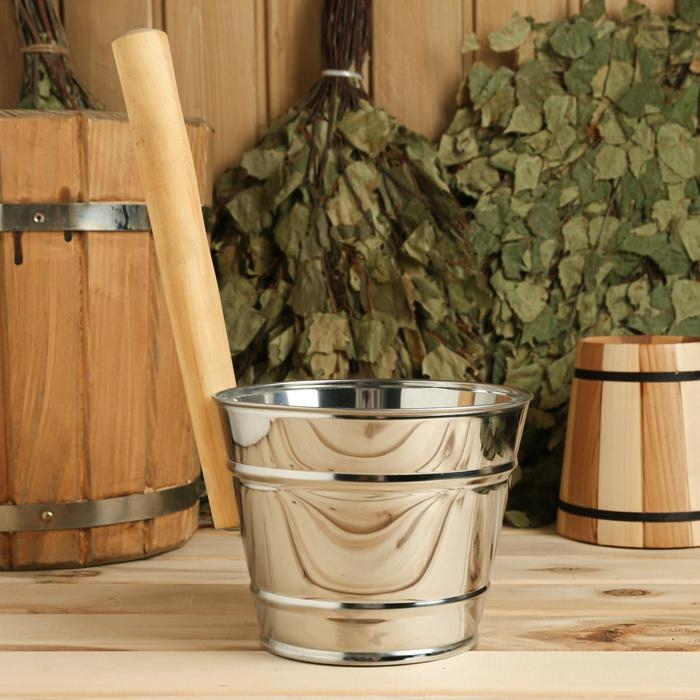 Ковш для обливания, 2 л, металлический, с деревянной ручкой Ковш для обливания, 2 л, металлический, с деревянной ручкой