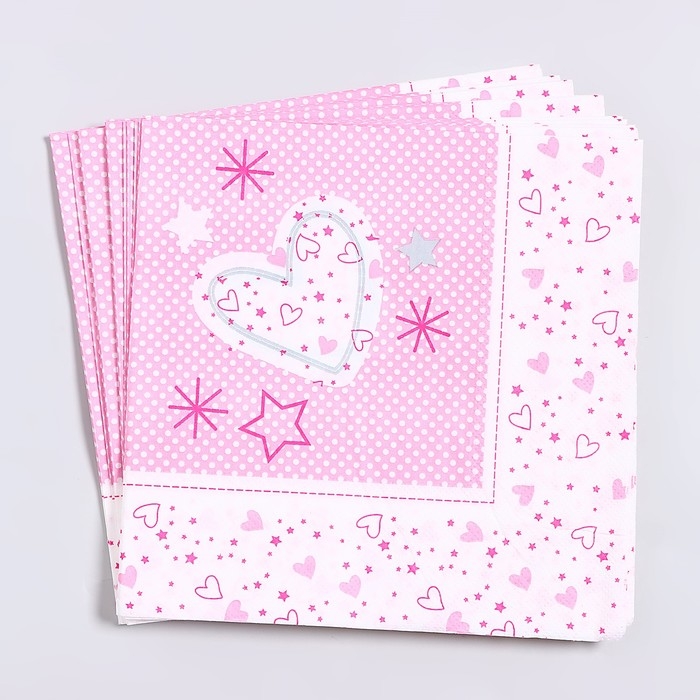 Салфетки бумажные «Волшебные сердечки», 33х33 см, набор 20 шт Салфетки бумажные «Волшебные сердечки», 33х33 см, набор 20 шт