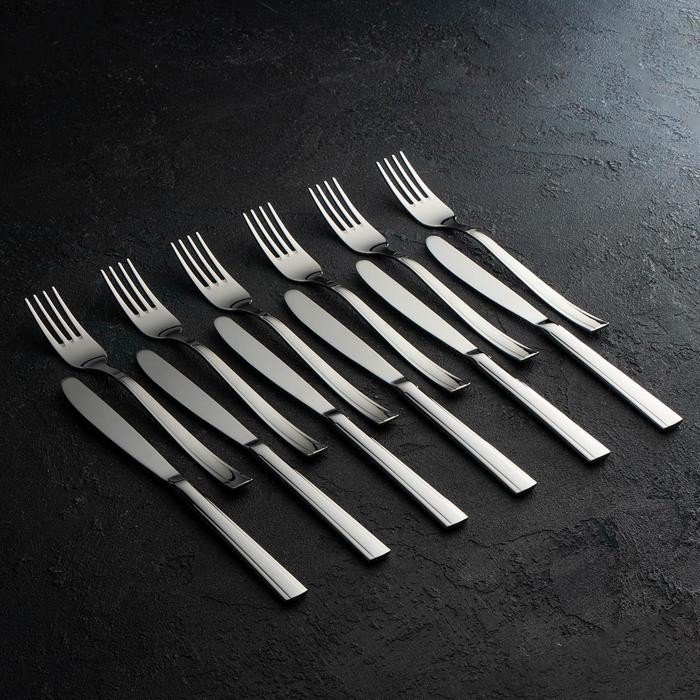 Набор столовый «Торжество», 24 предмета, толщина 2 мм, сувенирная коробка, цвет серебряный