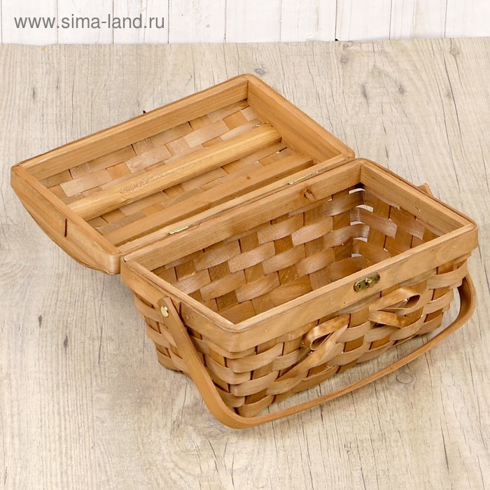 Сундук «Бантик», с ручкой, тонированный натуральный, 27×16×14,5/20,5 см, шпон Сундук «Бантик», с ручкой, тонированный натуральный, 27×16×14,5/20,5 см, шпон