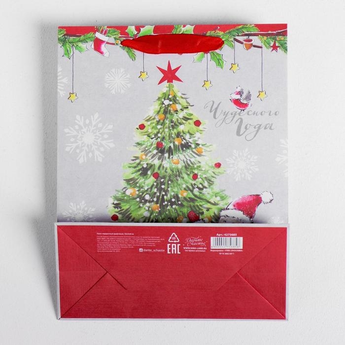 Пакет подарочный новогодний крафтовый вертикальный «Новогоднего чуда», 23 х 27 х 11,5 см, Новый год Пакет подарочный новогодний крафтовый вертикальный «Новогоднего чуда», 23 х 27 х 11,5 см, Новый год