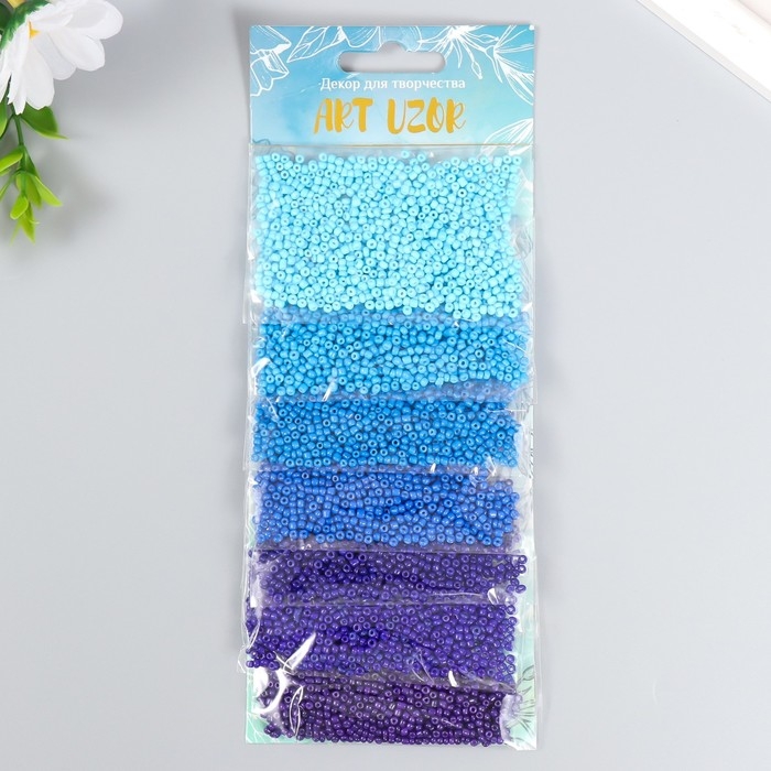 Бисер круглый 12/0  Бисер круглый 12/0 "Оттенки синего" 7 цветов х 15 гр