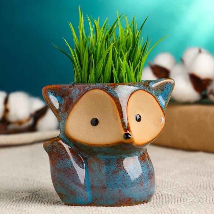 Горшок  Горшок "Лисенок Фред"  голубой, 8х9х9см